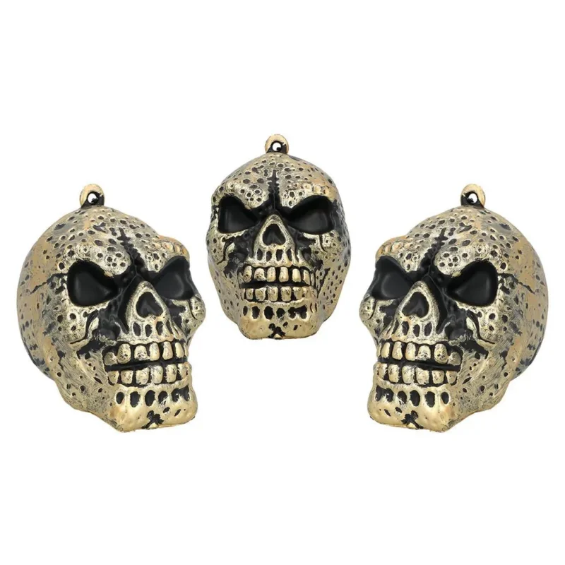 Halloween Schedel Goud 8cm 3st van Boland koop je bij Partywinkel
