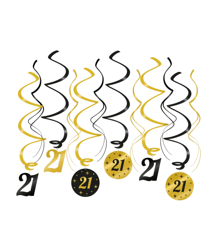 Hangdecoratie 21 Jaar 14cm 12st van Paper Dreams koop je bij Partywinkel
