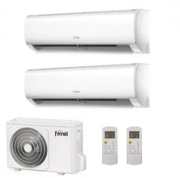 climatizzatore condizionatore ferroli dual split inverter serie ambra m 9_9 con 14 2 r 32 wi fi integrato 9000_9000 novit