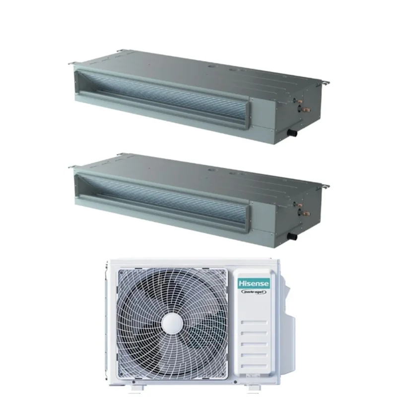 climatizzatore condizionatore hisense dual split inverter canalizzato canalizzabile 9_9 con 2amw35u4rra r 32 wi fi optional 9000_9000 con telecomando di serie e cablato incluso novita