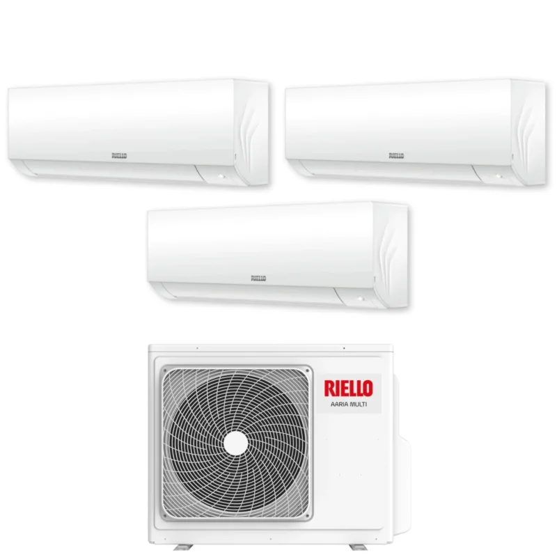 climatizzatore condizionatore riello trial split inverter serie aaria plus 9_9_12 con aaria multi 370 p r 32 wi fi optional 9000_9000_12000