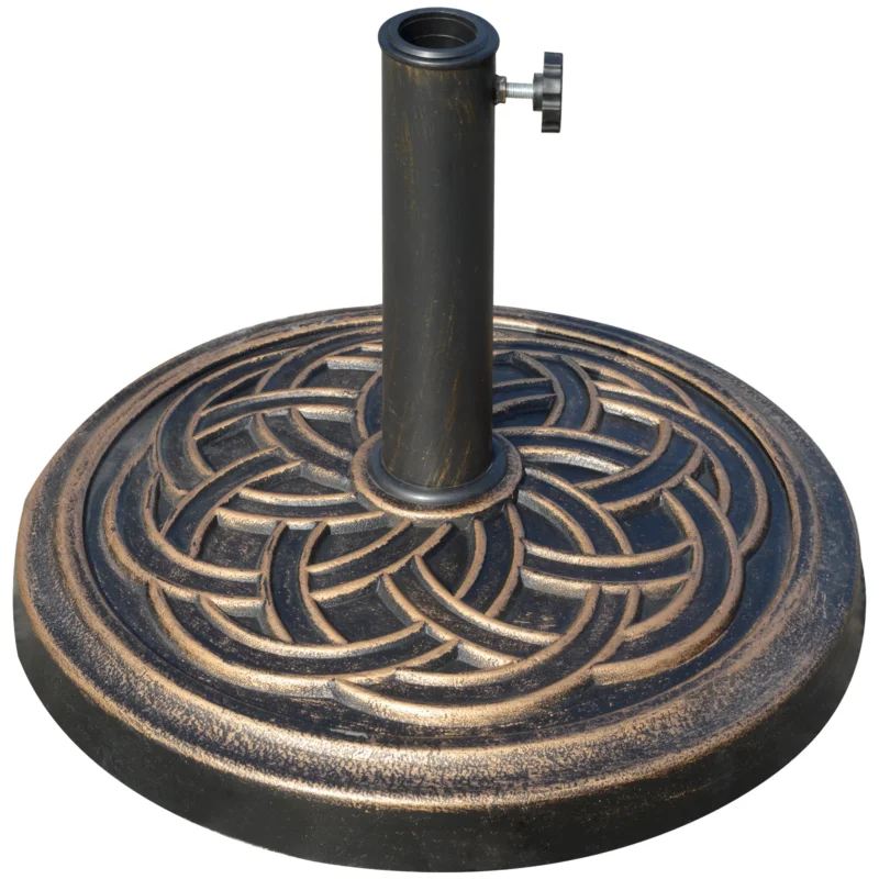 easycomfort easycomfort base per ombrellone rotonda da 12kg in resina con decorazione per pali da 38mm e 48mm 45x33cm bronzo