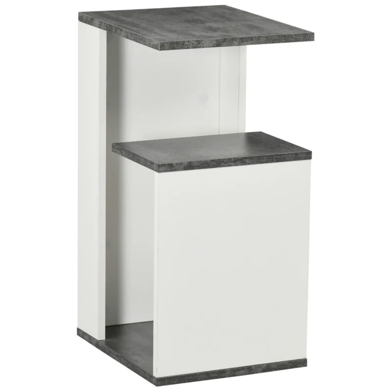 easycomfort easycomfort comodino con ripiano aperto in truciolato dal design irregolare 35x29 5x60 cm grigio e bianco