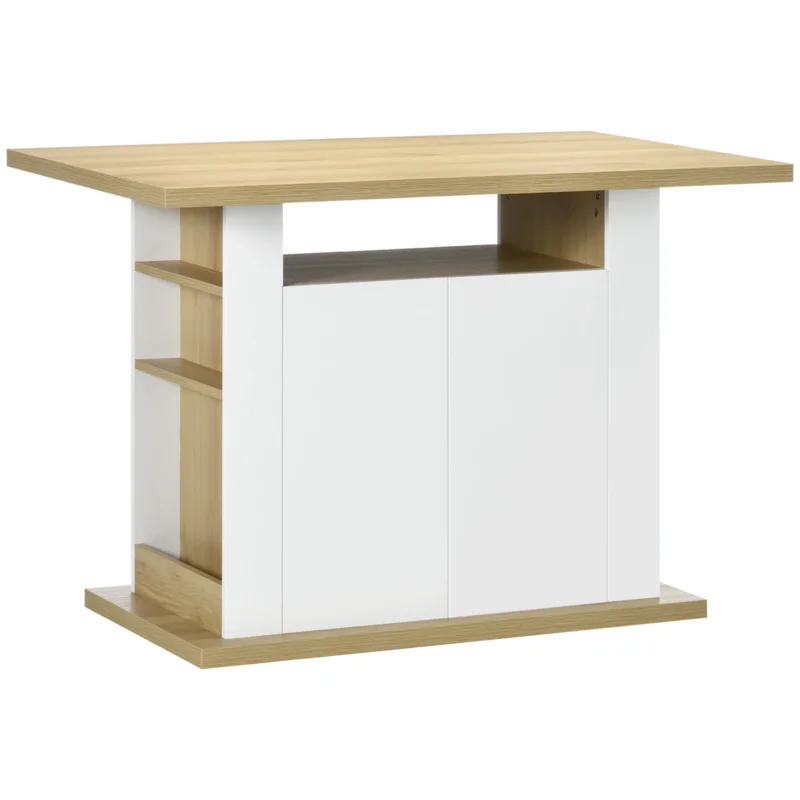 easycomfort easycomfort isola per cucina 4 6 persone con armadietti e ripiani aperti in truciolato 110x70x75 5 cm bianco e color legno