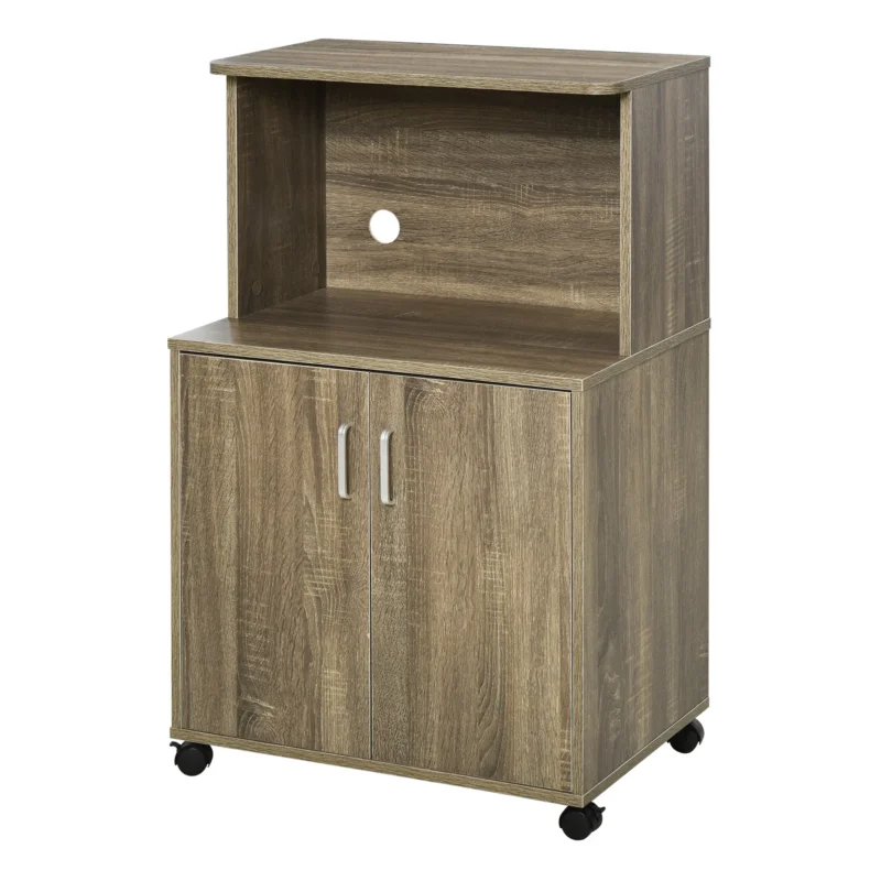 easycomfort easycomfort mobile cucina multiuso con 4 ruote armadietto e ripiano per microonde 60 4x40 3x97cm grigio