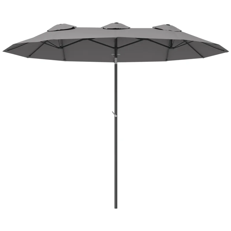 easycomfort easycomfort ombrellone doppio inclinabile a 45 con manovella e prese daria in acciaio e poliestere 285x147x227 cm grigio