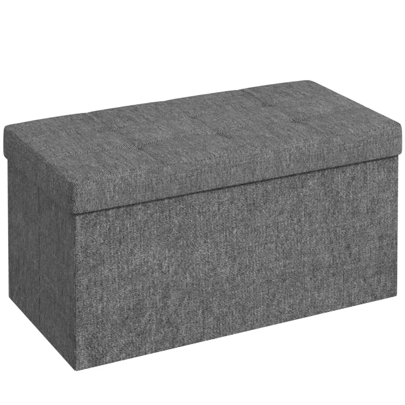 easycomfort easycomfort panca contenitore pieghevole da 84l coperchio imbottito e rivestimento in tessuto 76x38x38cm grigio scuro
