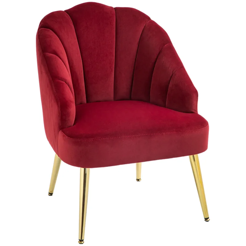 easycomfort easycomfort poltrona in velluto a conchiglia stile art deco per camera e soggiorno acciaio 63x65x84 cm rosso