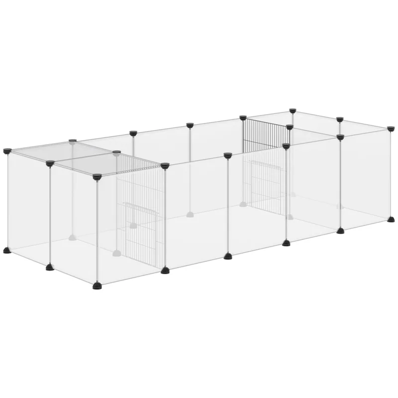 easycomfort easycomfort recinto per animali modulabile con 20 pannelli e 2 porte in acciaio e pp 175x70x45 cm bianco e nero