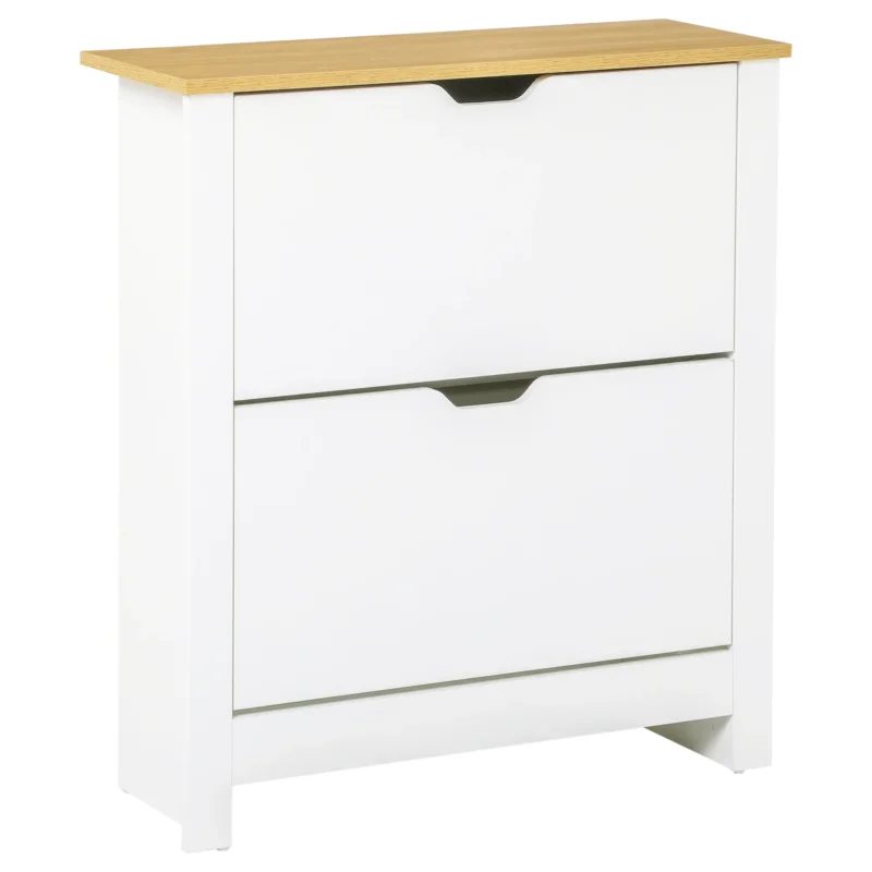 easycomfort easycomfort scarpiera moderna per 12 paia max con 2 cassetti regolabili e rimovibili in legno 72x26x80 cm bianco