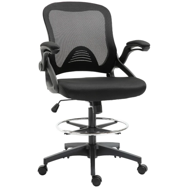 easycomfort easycomfort sedia da ufficio traspirante ad altezza regolabile con braccioli ribaltabili 64x60x106 126 cm nera