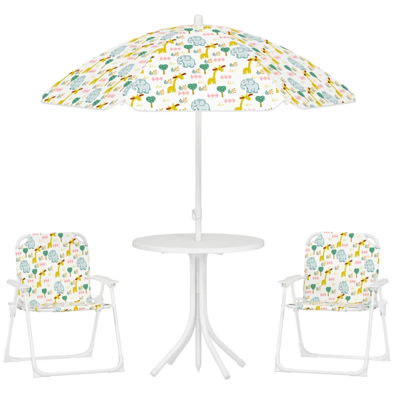easycomfort easycomfort set da giardino per bambini 2 5 anni con tavolino rotondo 2 sedie pieghevoli e un ombrellone bianco