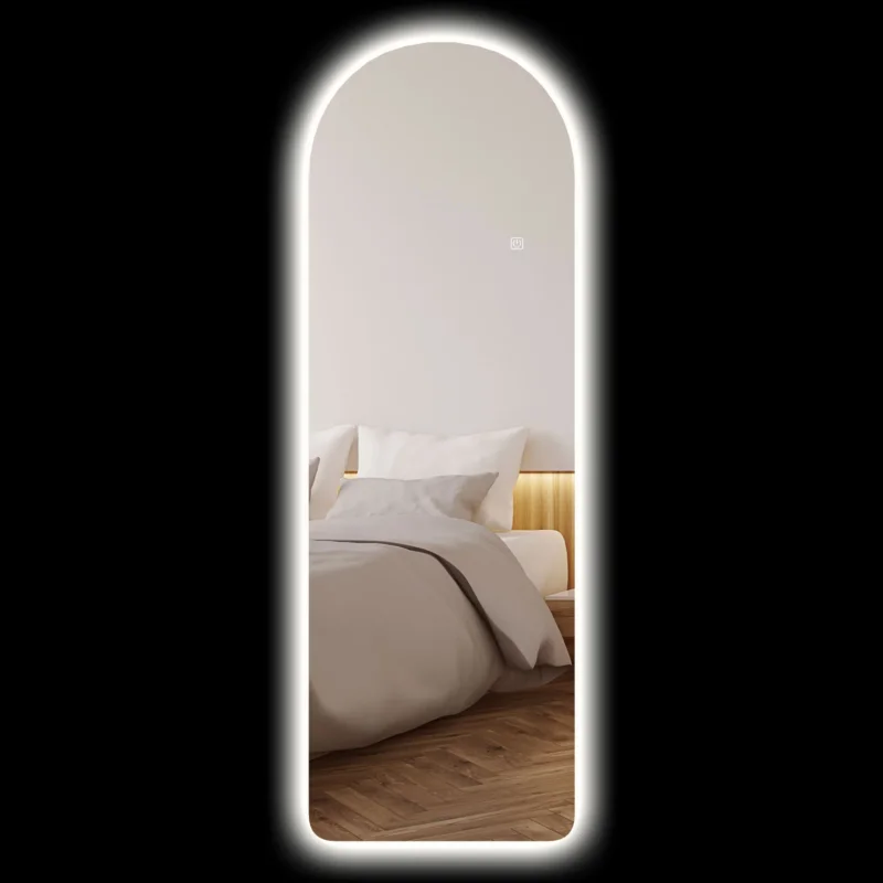 easycomfort easycomfort specchio da parete ad arco con illuminazione led regolabile e controllo touch in vetro temperato 40x3x120 cm