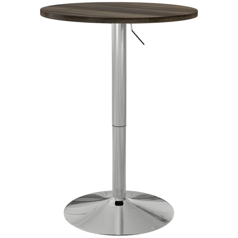 easycomfort easycomfort tavolo alto da bar con altezza regolabile piano girevole e base in acciaio 60x69 91cm marrone