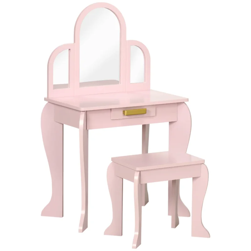 easycomfort easycomfort tavolo per trucco per bambine 3 6 anni con sgabello cassetti e specchio coordinato in acrilico rosa
