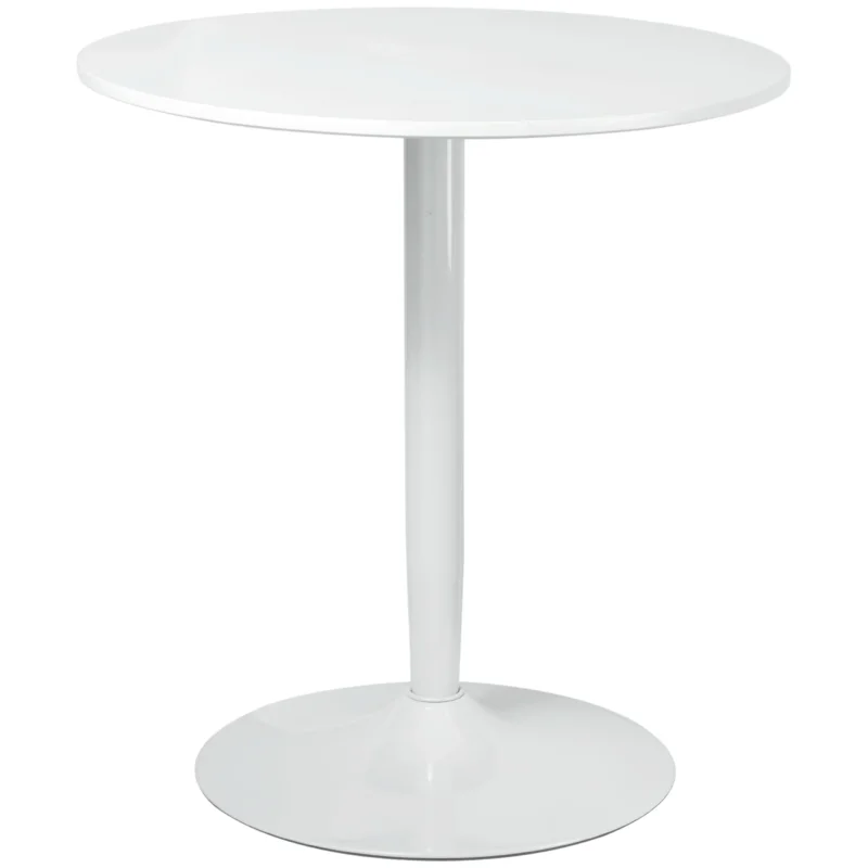 easycomfort easycomfort tavolo rotondo moderno per 2 persone in mdf e acciaio 70x75cm bianco