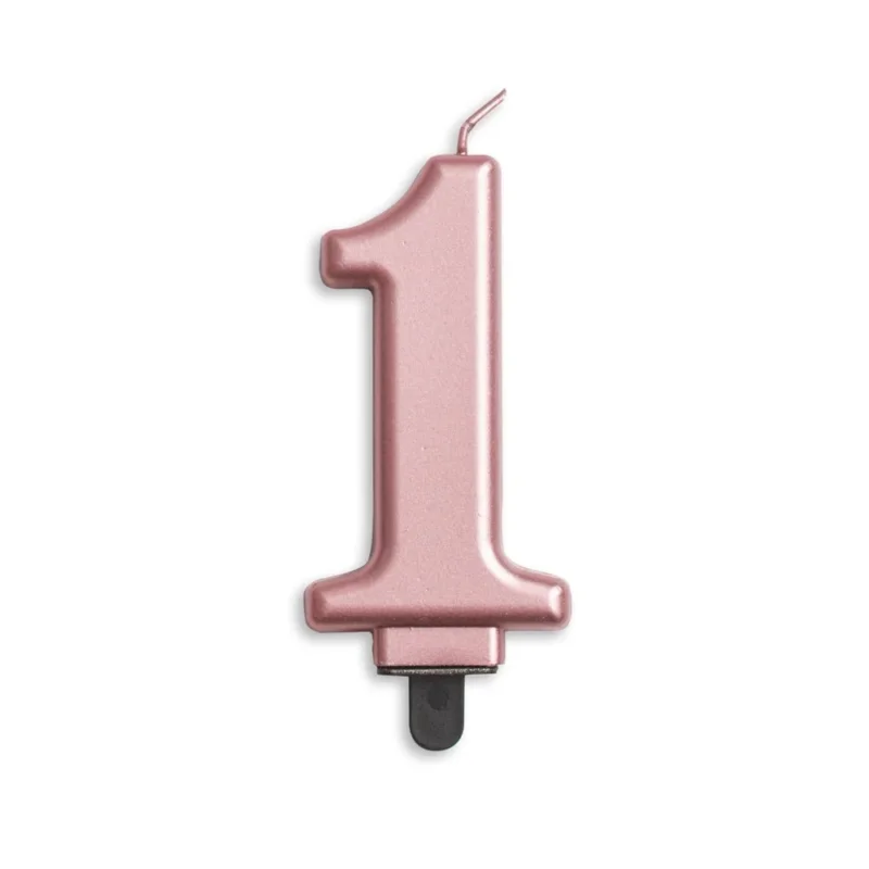 Kaars 1 Jaar Rose Goud Metallic 8cm van WeFiesta koop je bij Partywinkel