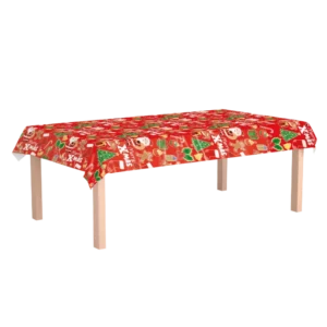 Kerst Tafelkleed Rood Kerstfiguren 2,74m van Paper Dreams koop je bij Partywinkel