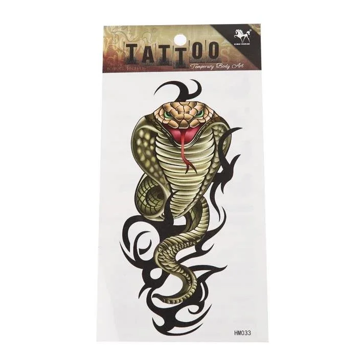 Klebetattoo Schlange Kobra grün grau Tribal schwarz groß 1 Motiv 1 Bogen - chic - net.de