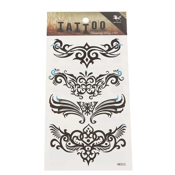 Klebetattoo Tribal diverse Designs symmetrisch schwarz blau 4 Motive 1 Bogen - chic - net.de