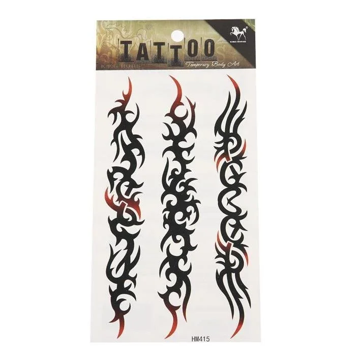 Klebetattoo Tribal diverse Muster länglich schwarz rot Motive 1 Bogen - chic - net.de