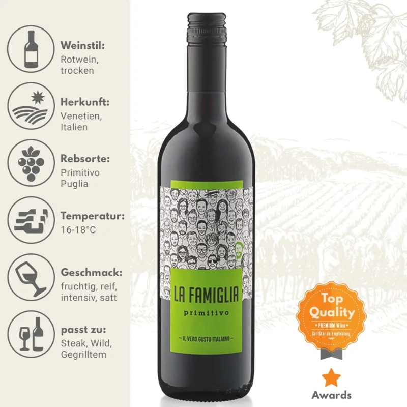 LA FAMIGLIA "Primitivo" - Rotwein - Grillstar.deLA FAMIGLIA "Primitivo" - RotweinLA FAMIGLIAGrillstar.de1052078003969009949