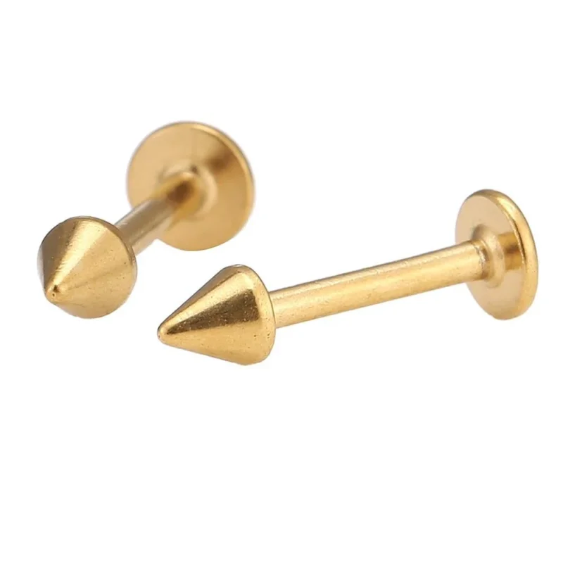 Labret modisches Piercing aus Edelstahl in goldener Farbe mit Spitze Cone klein - chic - net.de