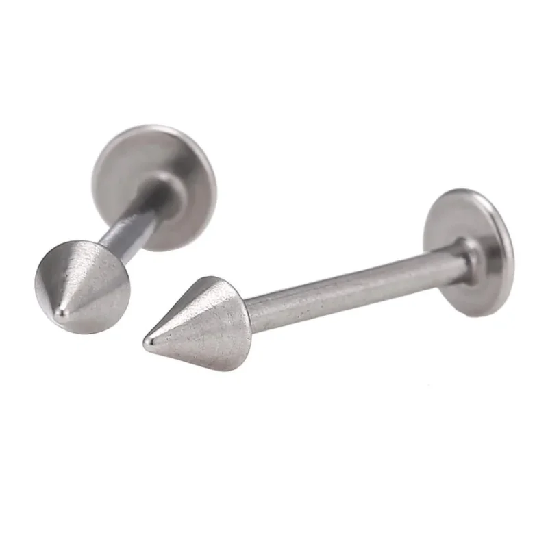 Labret modisches Piercing aus Edelstahl in silber groß mit Spitze Cone - chic - net.de