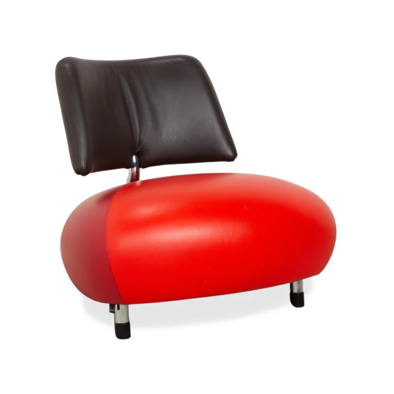 Leolux Pallone Leder Sessel Rot Orange Dunkelgrau
