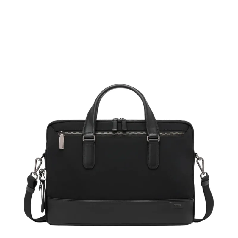 Lieblingstasche Tumi Harrison Sycamore slim black nylon briefcase with leather trim and detachable shoulder strap