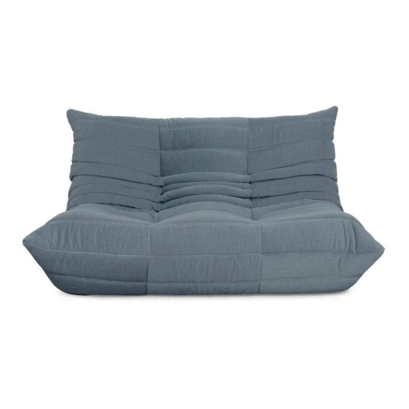 Ligne Roset Togo Zweisitzer Sofa Couch Stoff Hellblau Neubezug