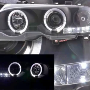 Angel Eyes Scheinwerfer Set für BMW E46 Coupe mit LED Tagfahrlicht und Ringen