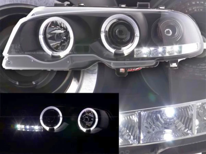 Angel Eyes Scheinwerfer Set für BMW E46 Coupe mit LED Tagfahrlicht und Ringen