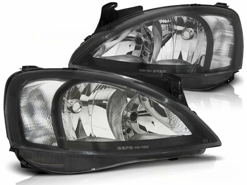 Scheinwerfer Set schwarz 2000-2006, schwarze Frontscheinwerfer für Tuning für Opel Corsa C