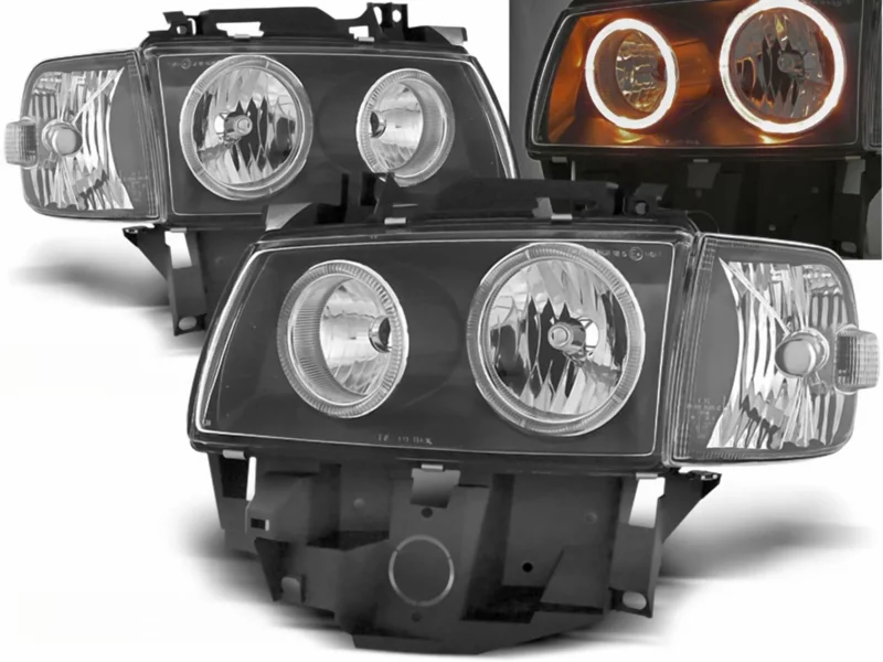Angel Eyes Scheinwerfer Set schwarz VW T4 1996-2003 mit LED Ringen