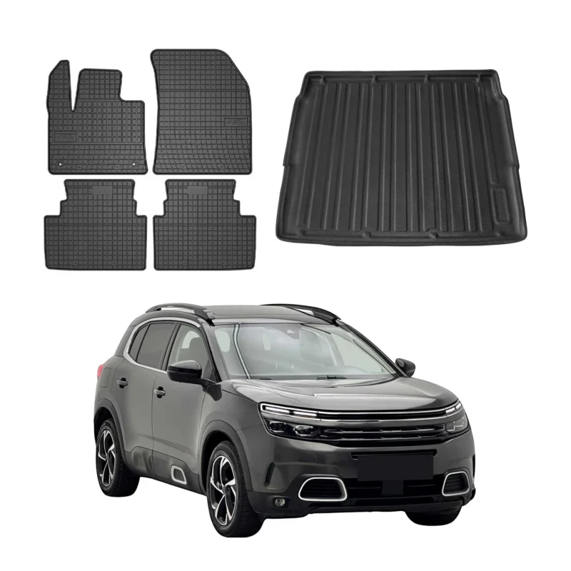 Fußmatten & Kofferraumwanne Set für Citroen C5 Aircross 2018-2025 Obere Gummi 5x