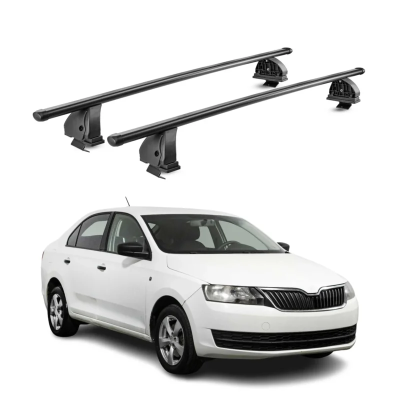 Stahl Dachträger für Skoda Rapid 2012-2019 TÜV Abschließbar 75 kg 2tlg Schwarz
