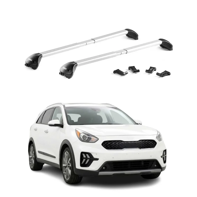 Dachträger Grundtäger für Kia Niro I 2017-2022 100kg Aluminium Silber 2 tlg ABE
