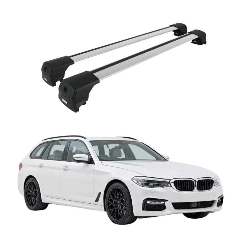 Dachträger Grundtäger für BMW 5er Touring G31 2017-2023 Aluminium Silber 2 tlg
