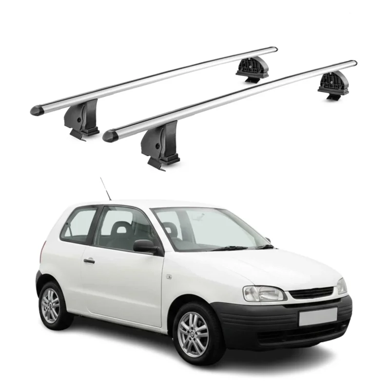 Alu Dachträger für Seat Arosa 1997-2004 TÜV T-Nut Abschließbar 2tlg Silber