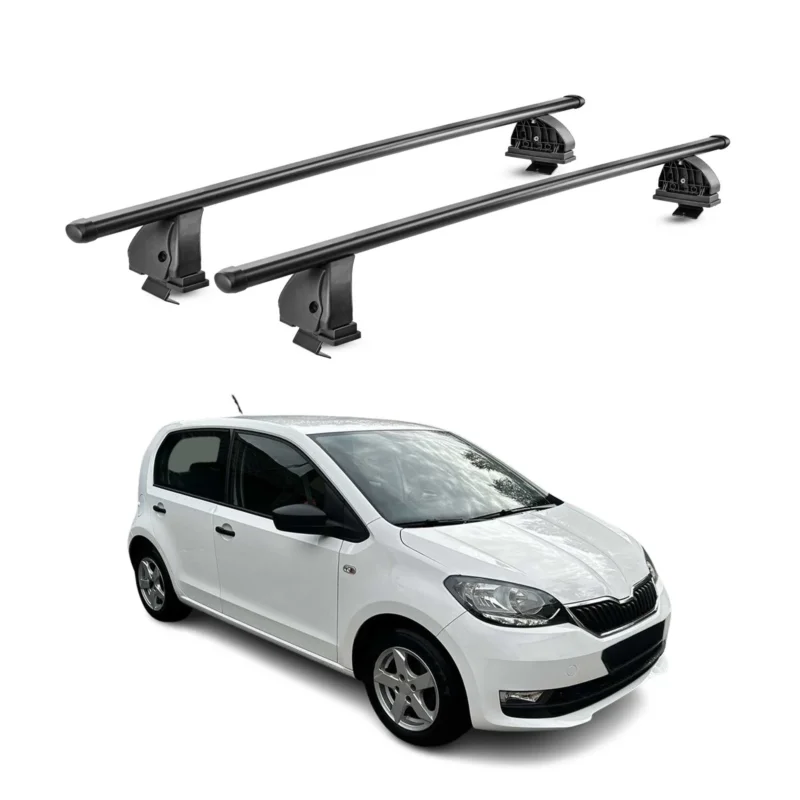 Stahl Dachträger für Skoda Citigo 2011-2020 TÜV Abschließbar 75 kg 2tlg Schwarz