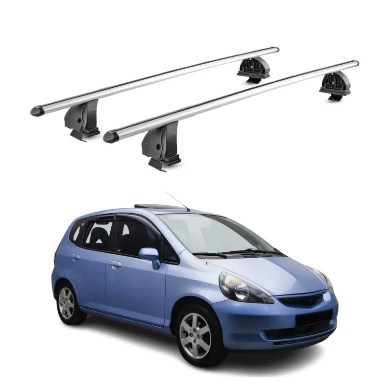 Alu Dachträger für Honda Jazz I 2002-2008 TÜV T-Nut Abschließbar 2tlg Silber