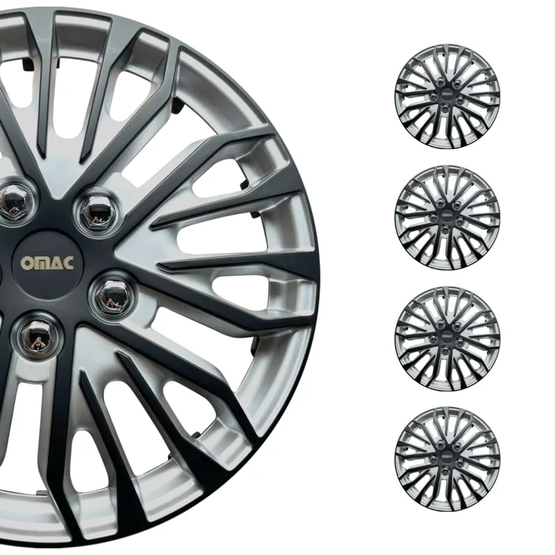 17 Zoll Radkappen Universal Radzierblenden Grau-Schwarz Matte 4 Stück Radblenden