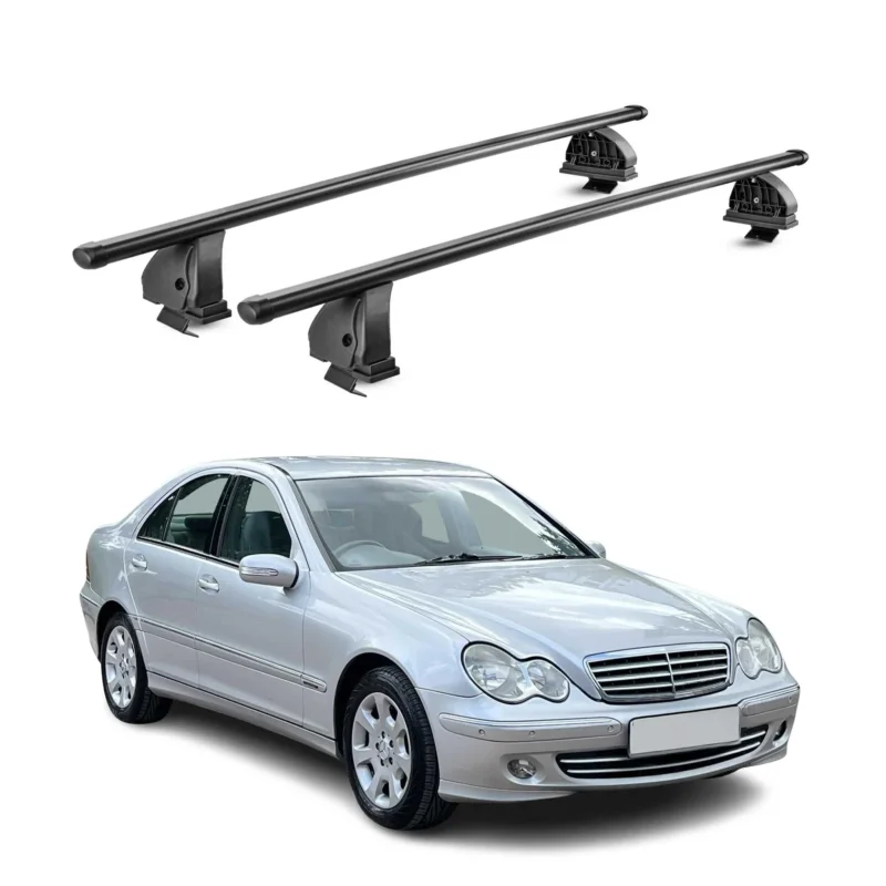 Stahl Dachträger für Mercedes C Klasse W203 2001-2007 TÜV 75 kg 2tlg Schwarz