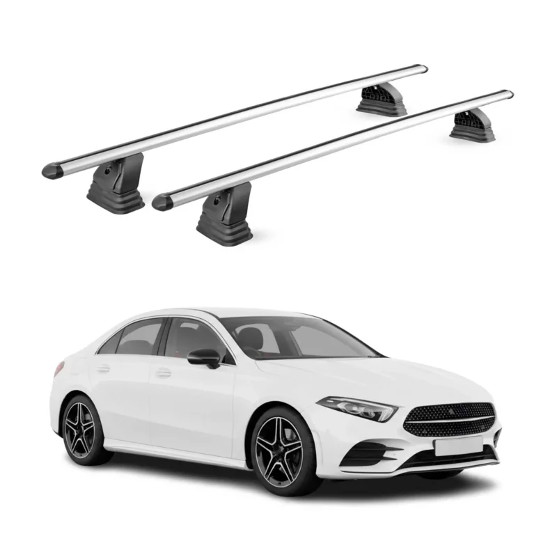 Alu Dachträger für Mercedes A Klasse Limo V177 2019-2026 TÜV T-Nut 2tlg Silber