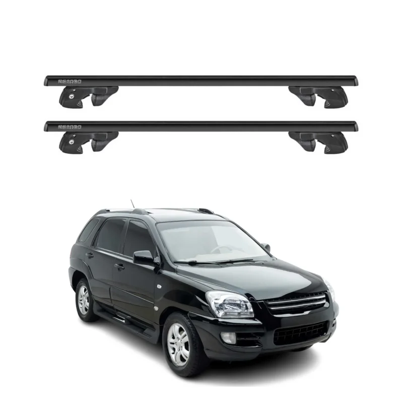 Dachträger Grundtäger für Kia Sportage mk2 JE 2005-2010 Alu 90kg TÜV Schwarz 2x