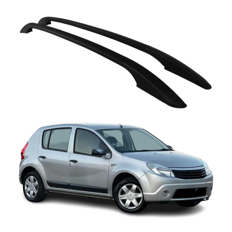 Aluminium Dachreling Relingträger für Dacia Sandero 2008-2012 Schwarz 2x