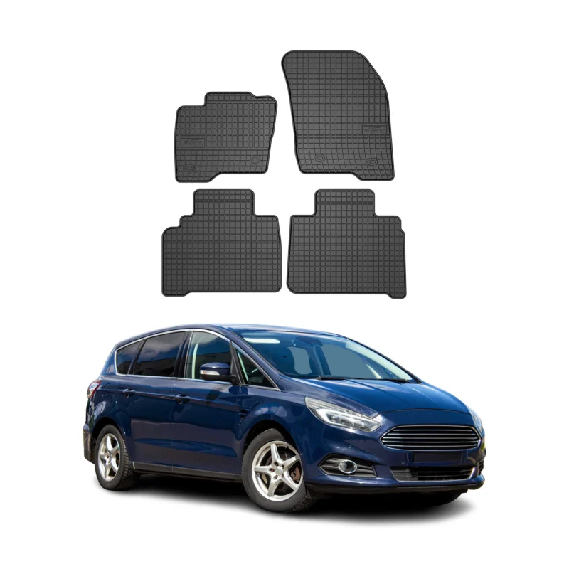 OMAC Gummi Fußmatten für Ford S-Max 2015-2024 Automatten Gummi Schwarz 4tlg