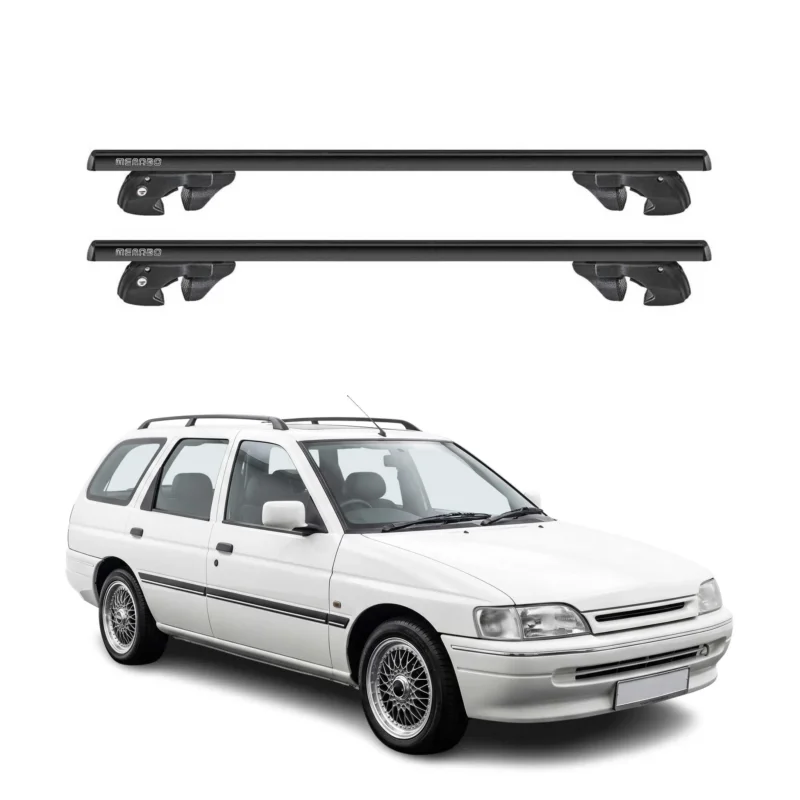 Dachträger Grundtäger für Ford Escort Kombi 1990-2000 Alu 90kg TÜV Schwarz 2tlg