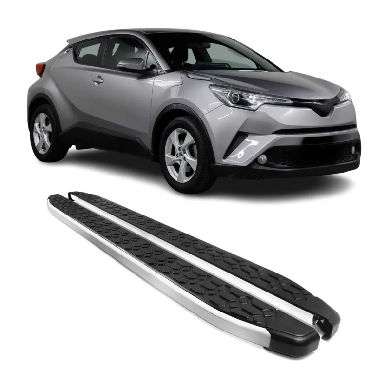 Alu Trittbretter Seitenschweller für Toyota C-HR I 2016-2023 Schwarz Silber